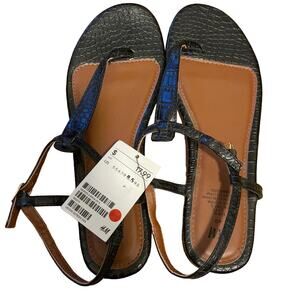 H&M size 40 (8.5 US) black faux reptile skin sandals